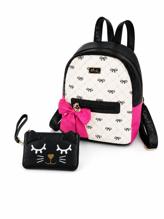 Betsey Johnson Handbags - Betsey Johnson Backpack & Wristlet Set Coquette Bow Mini Backpack Cat Wallet